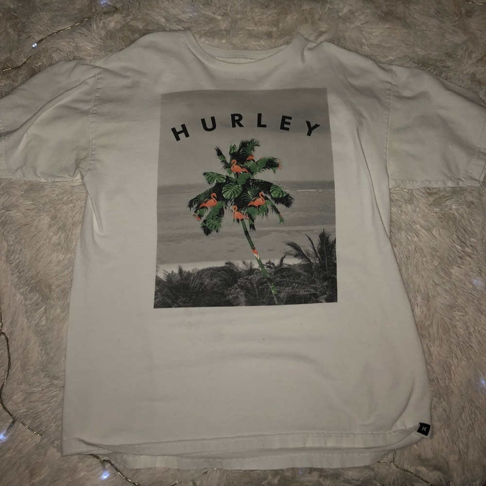 HURLEY Palm tree design White T Shirt